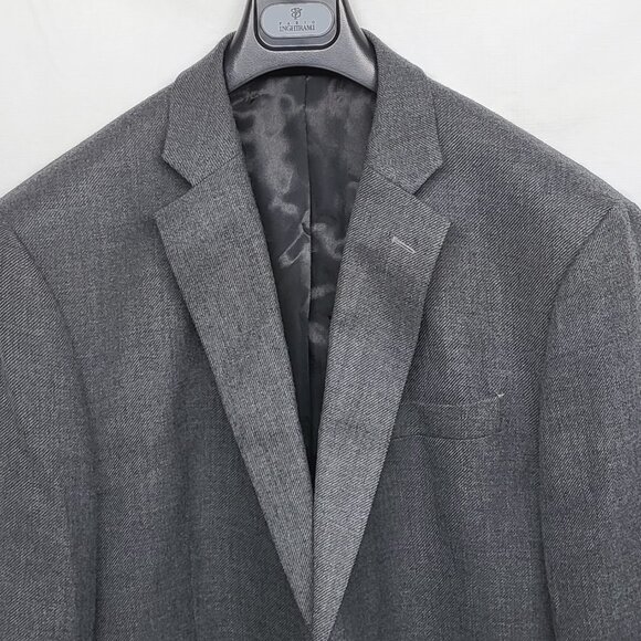 Stafford Mens Merino Wool Sport Coat Blazer Jacket 50R Classic Fit Gray Tweed - Picture 2 of 16